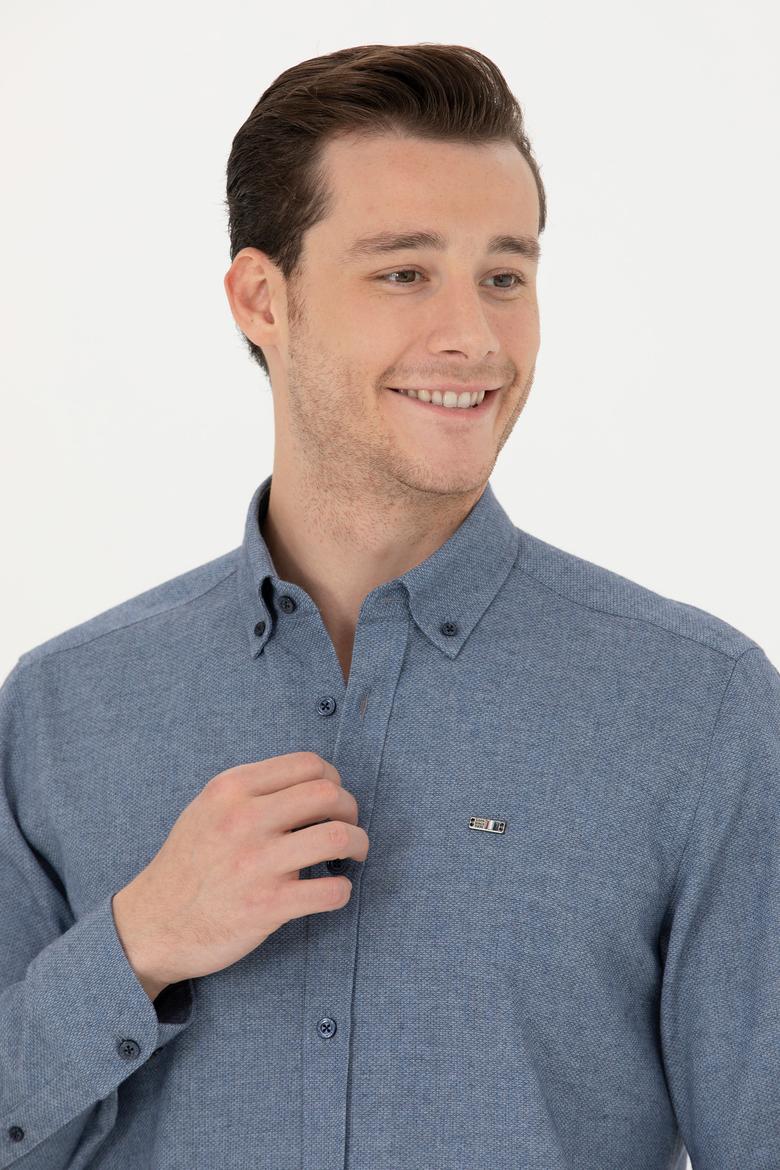 Erkek Lacivert Uzun Kollu Gömlek - 50276574019