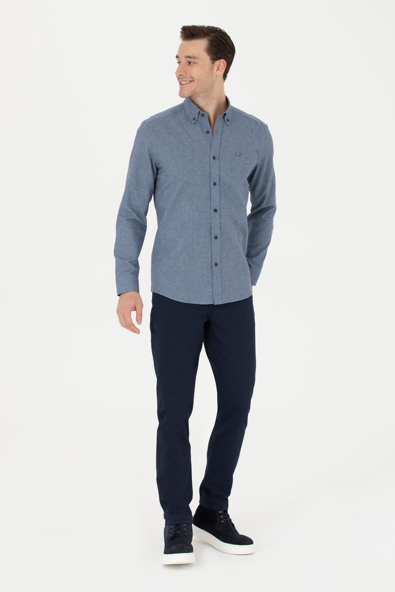 Erkek Lacivert Uzun Kollu Gömlek - 50276574019