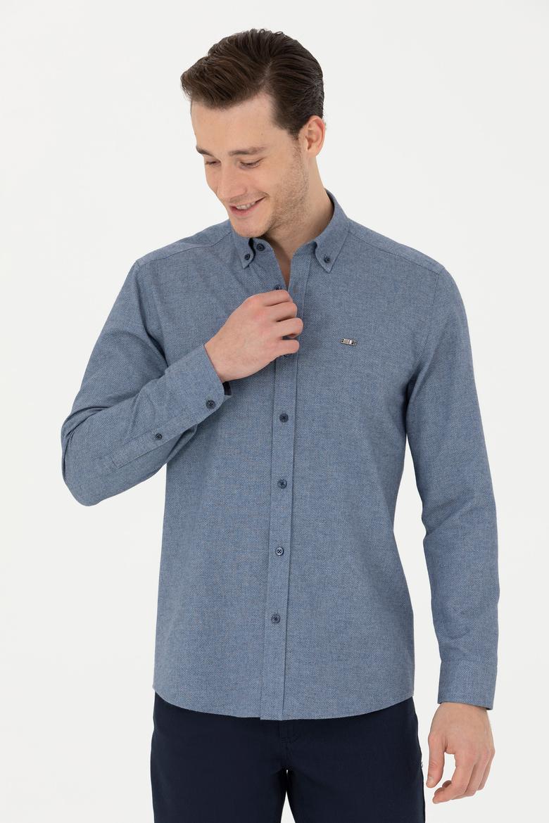 Erkek Lacivert Uzun Kollu Gömlek - 50276574019