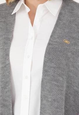 Kadın Gri Melanj Triko Panço - 50270458007