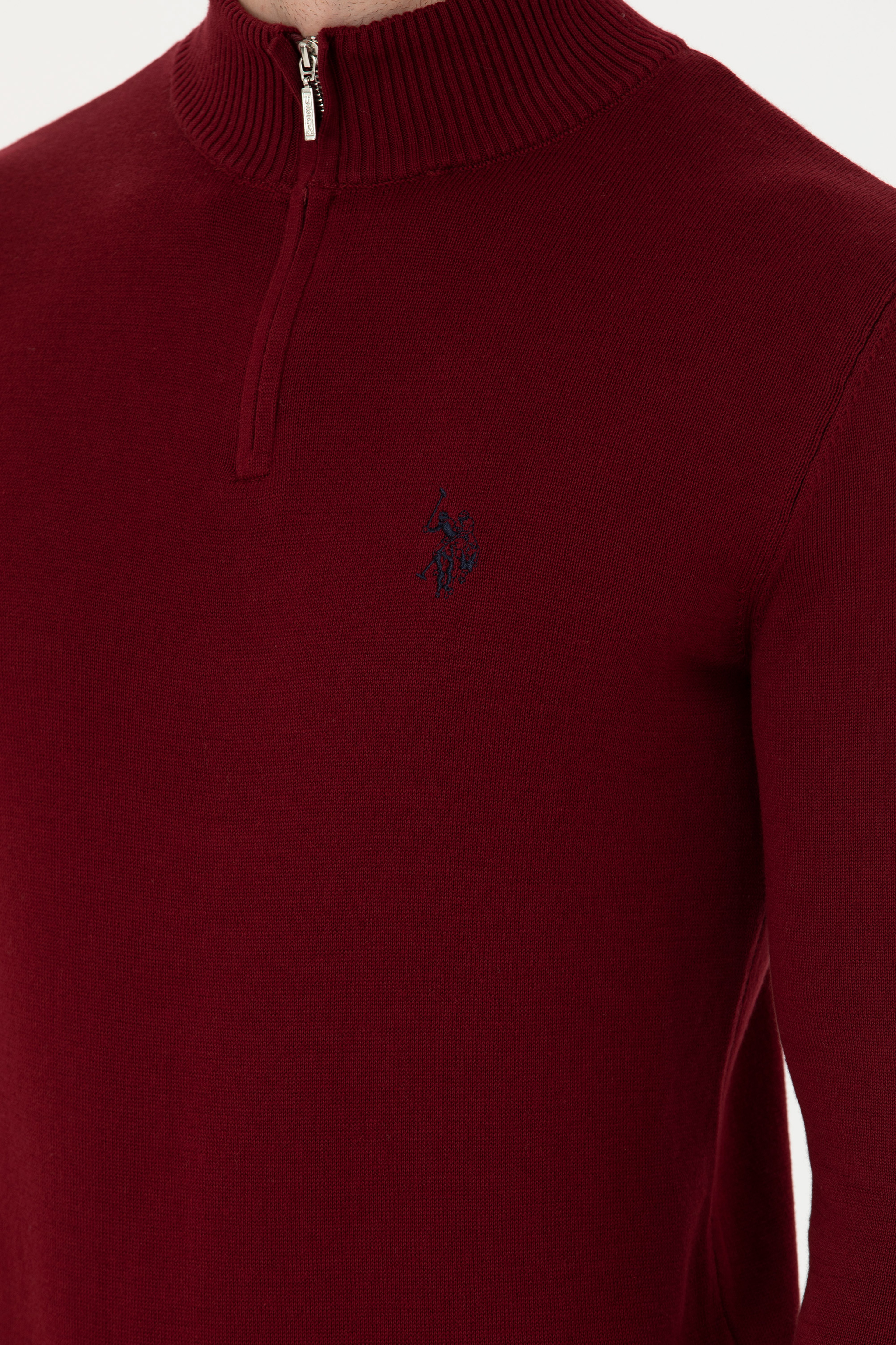 Erkek Bordo Yarım Fermuarlı Kazak - Image 7
