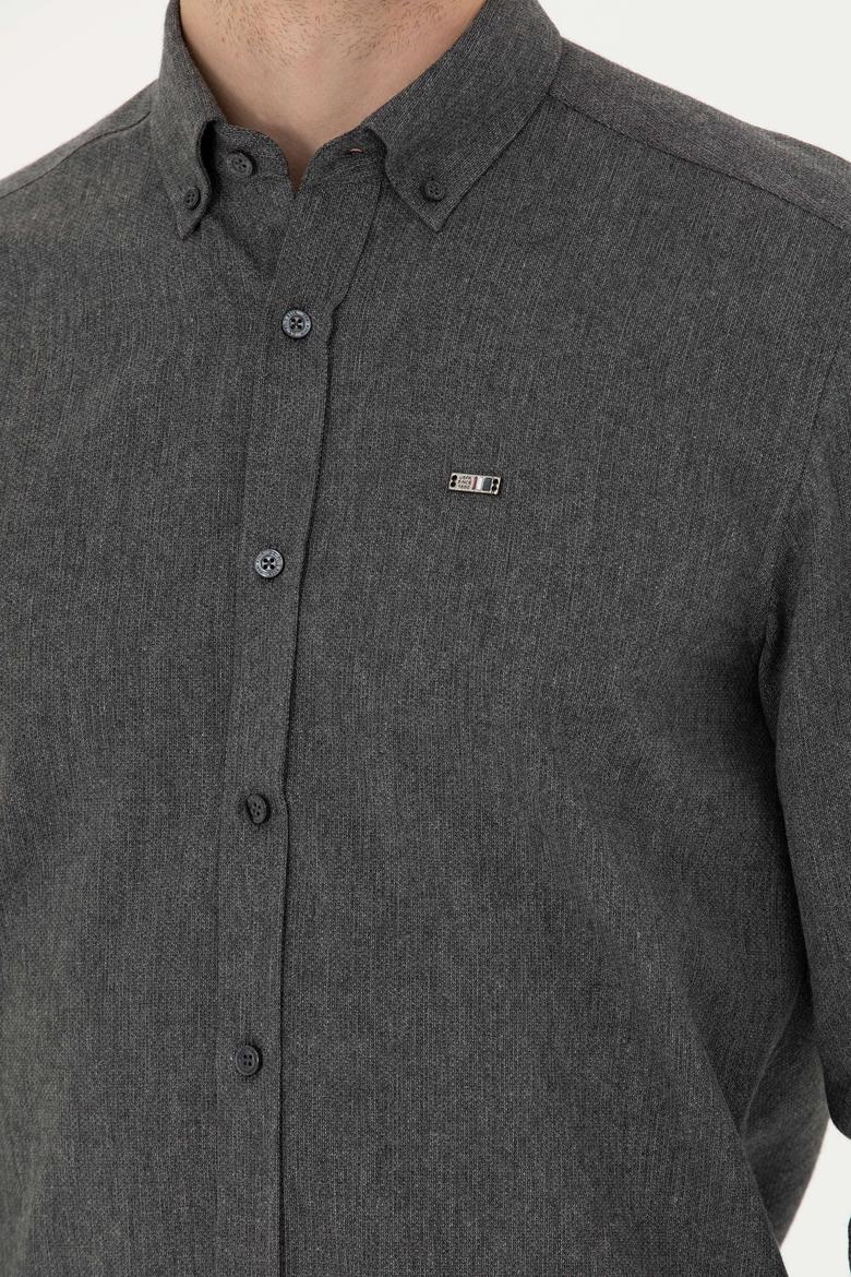 Erkek Antrasit Uzun Kollu Gömlek - 50276574062