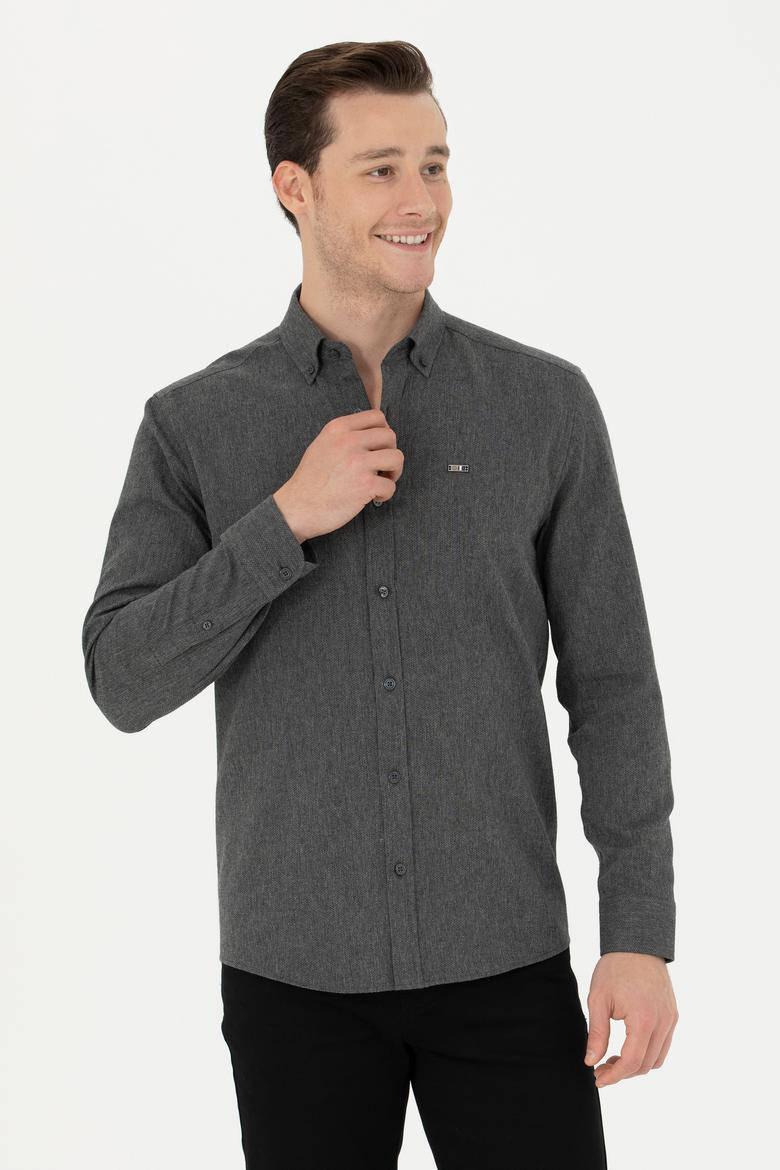 Erkek Antrasit Uzun Kollu Gömlek
