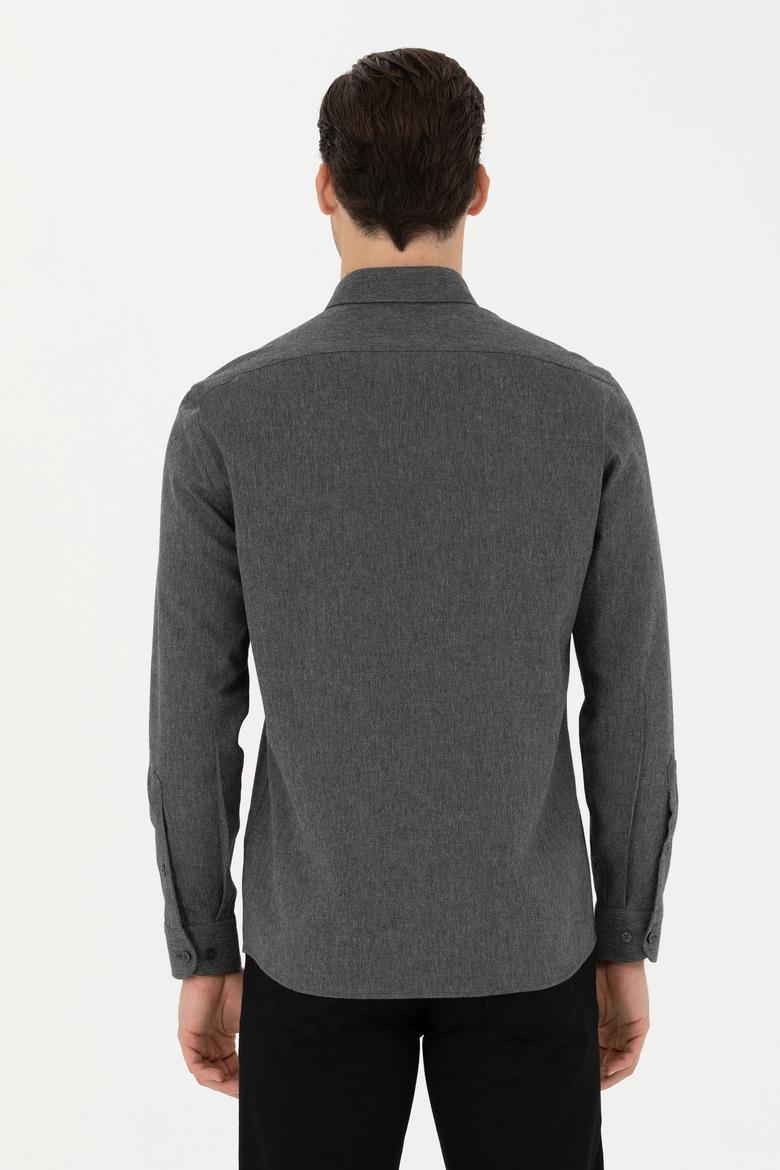 Erkek Antrasit Uzun Kollu Gömlek - 50276574062