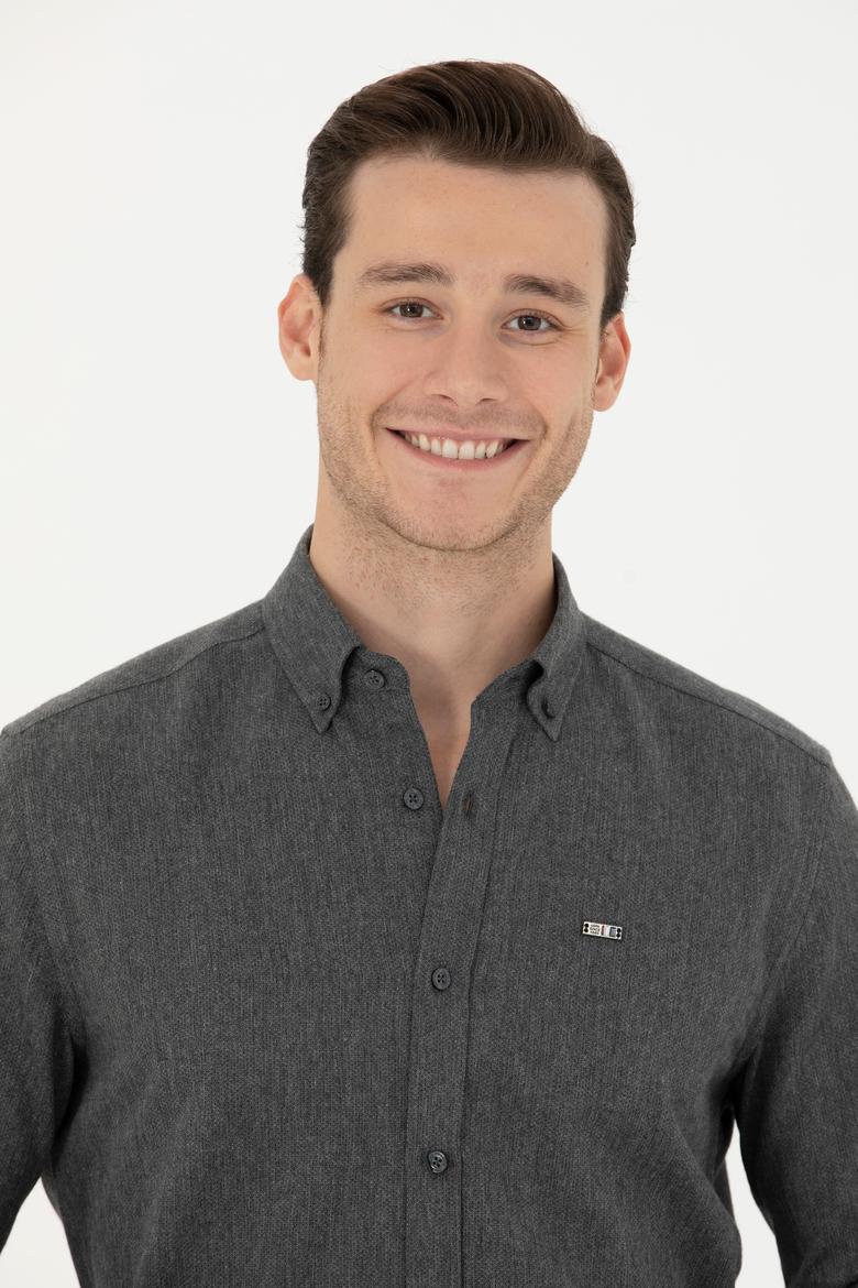 Erkek Antrasit Uzun Kollu Gömlek - 50276574062