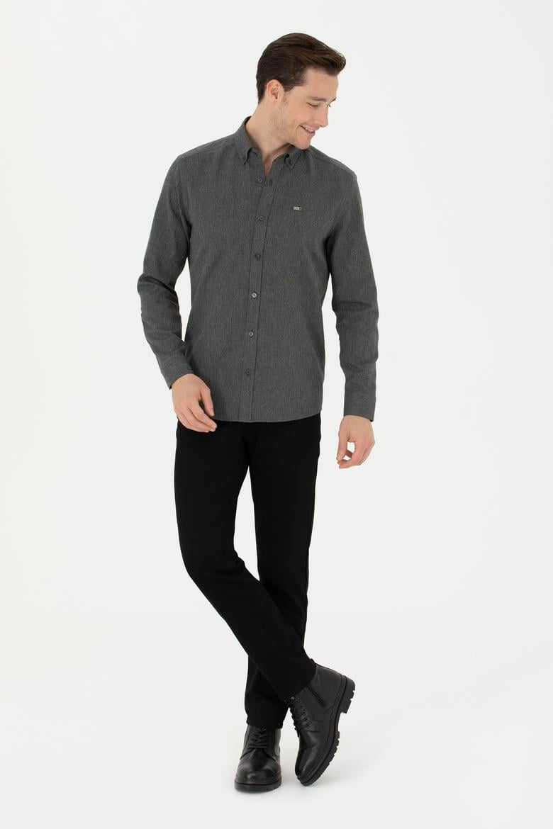 Erkek Antrasit Uzun Kollu Gömlek - 50276574062