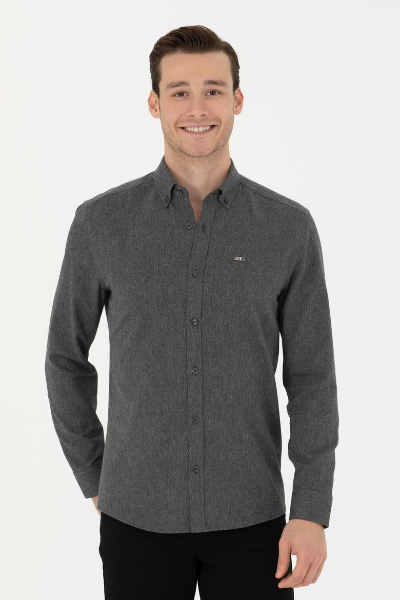 Erkek Antrasit Uzun Kollu Gömlek - 50276574062