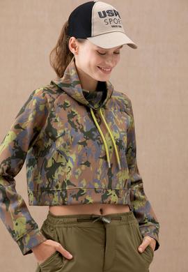 Kadın Haki Bisiklet Yaka Sweatshirt - 50272193005