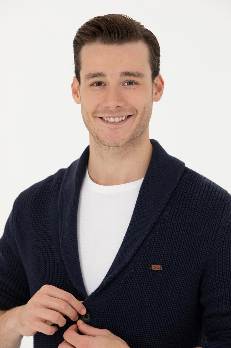 Erkek Lacivert Triko Hırka