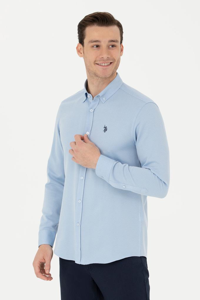 Erkek Mavi Uzun Kollu Gömlek