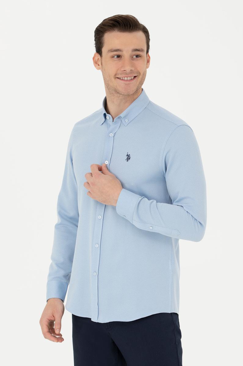 Erkek Mavi Uzun Kollu Gömlek