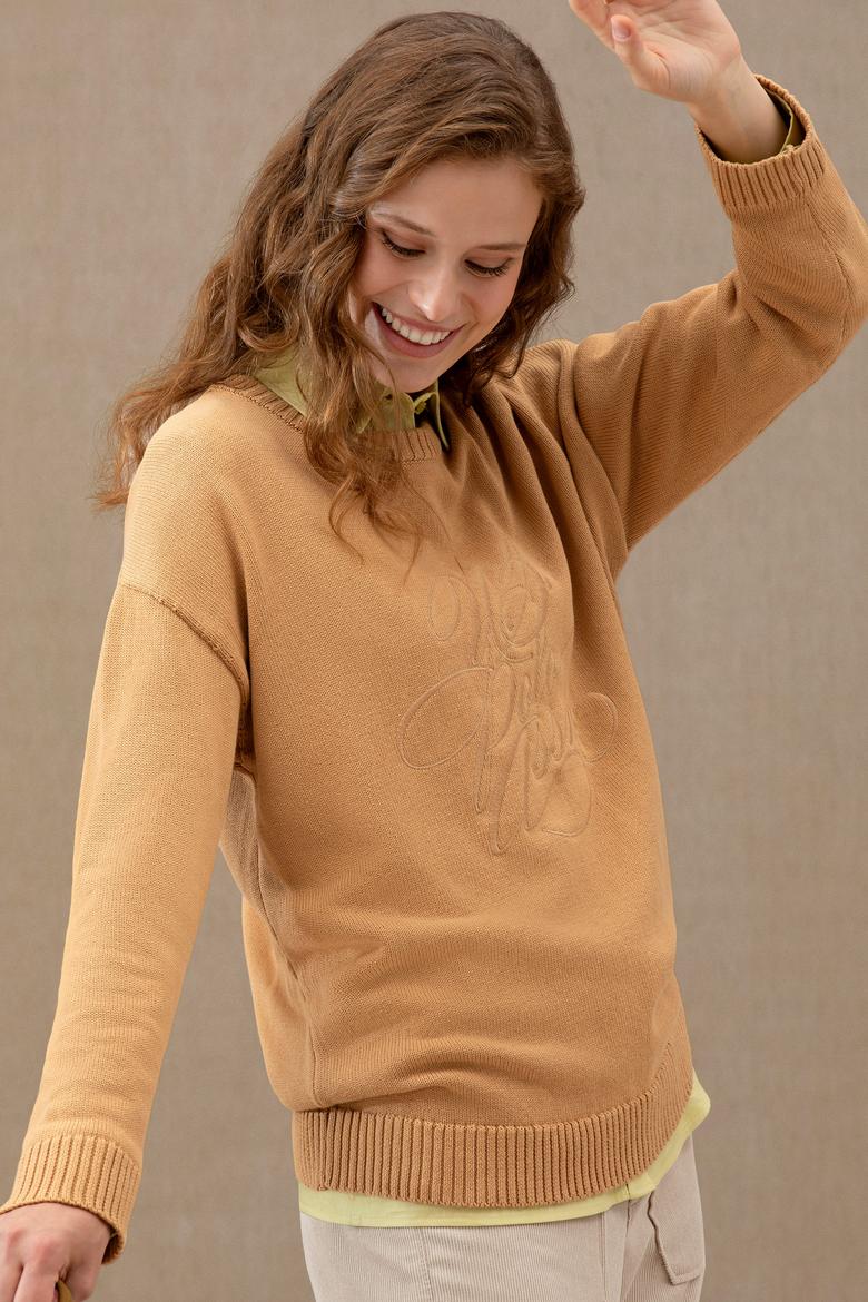 Kadın Kum Bisiklet Yaka Kazak