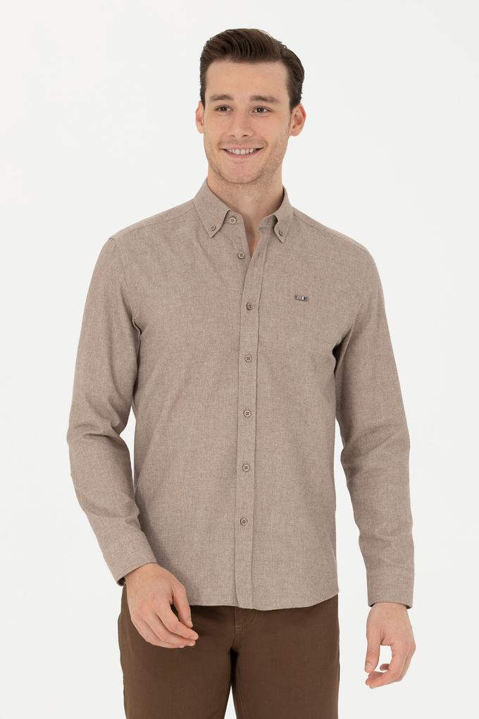 Erkek Camel Uzun Kollu Gömlek