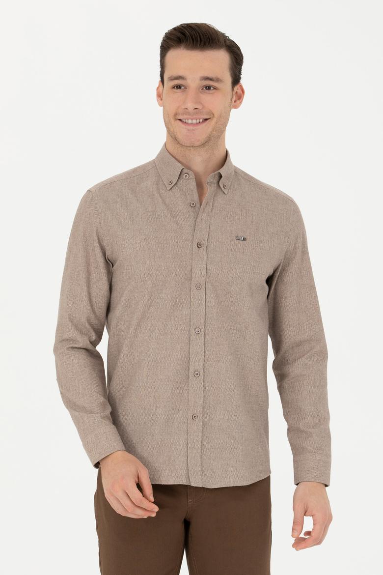 Erkek Camel Uzun Kollu Gömlek