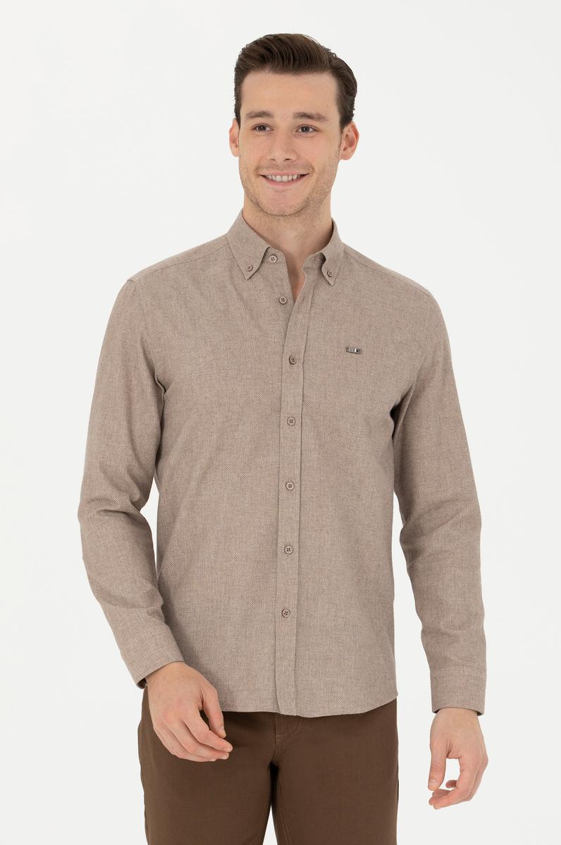 Erkek Camel Uzun Kollu Gömlek