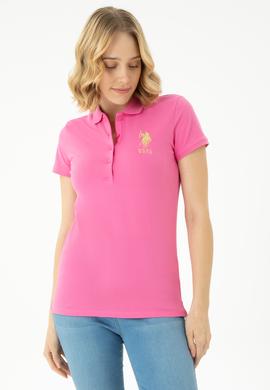 Kadın Pembe Basic Polo Yaka Tişört - 50262700078