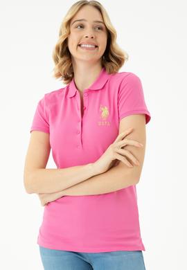 Kadın Pembe Basic Polo Yaka Tişört - 50262700078