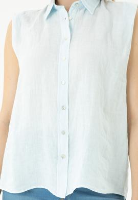 Kadın Açık Mavi Kısa Kollu Gömlek - 50264506004