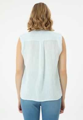Kadın Açık Mavi Kısa Kollu Gömlek - 50264506004