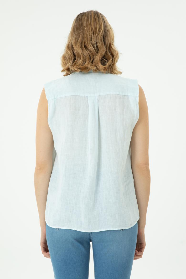 Kadın Açık Mavi Kısa Kollu Gömlek - 50264506004