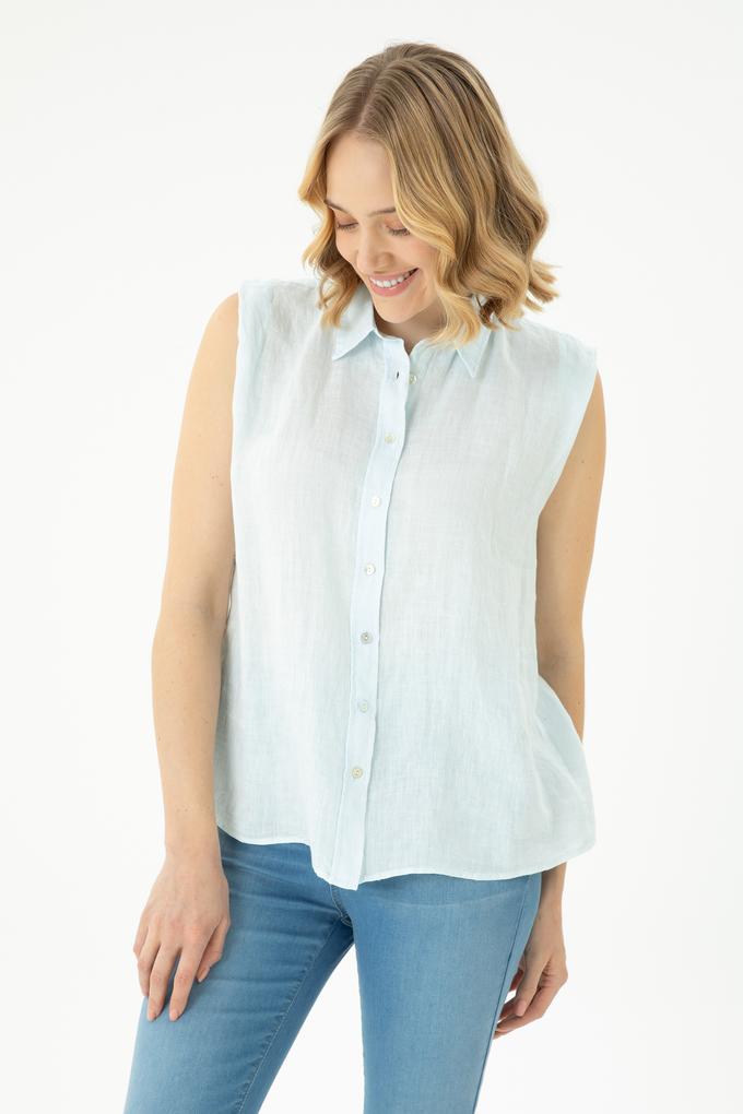 Kadın Açık Mavi Kısa Kollu Gömlek