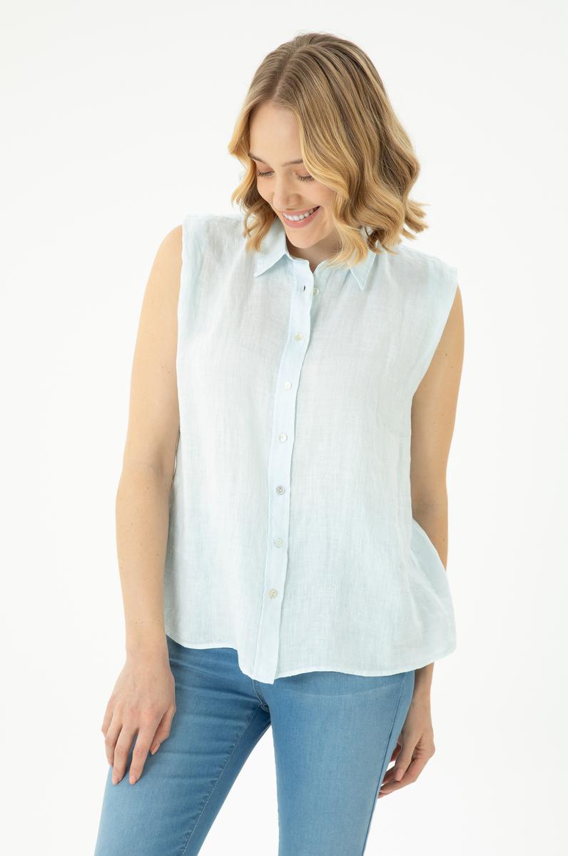 Kadın Açık Mavi Kısa Kollu Gömlek