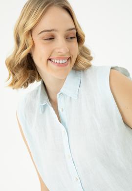 Kadın Açık Mavi Kısa Kollu Gömlek - 50264506004