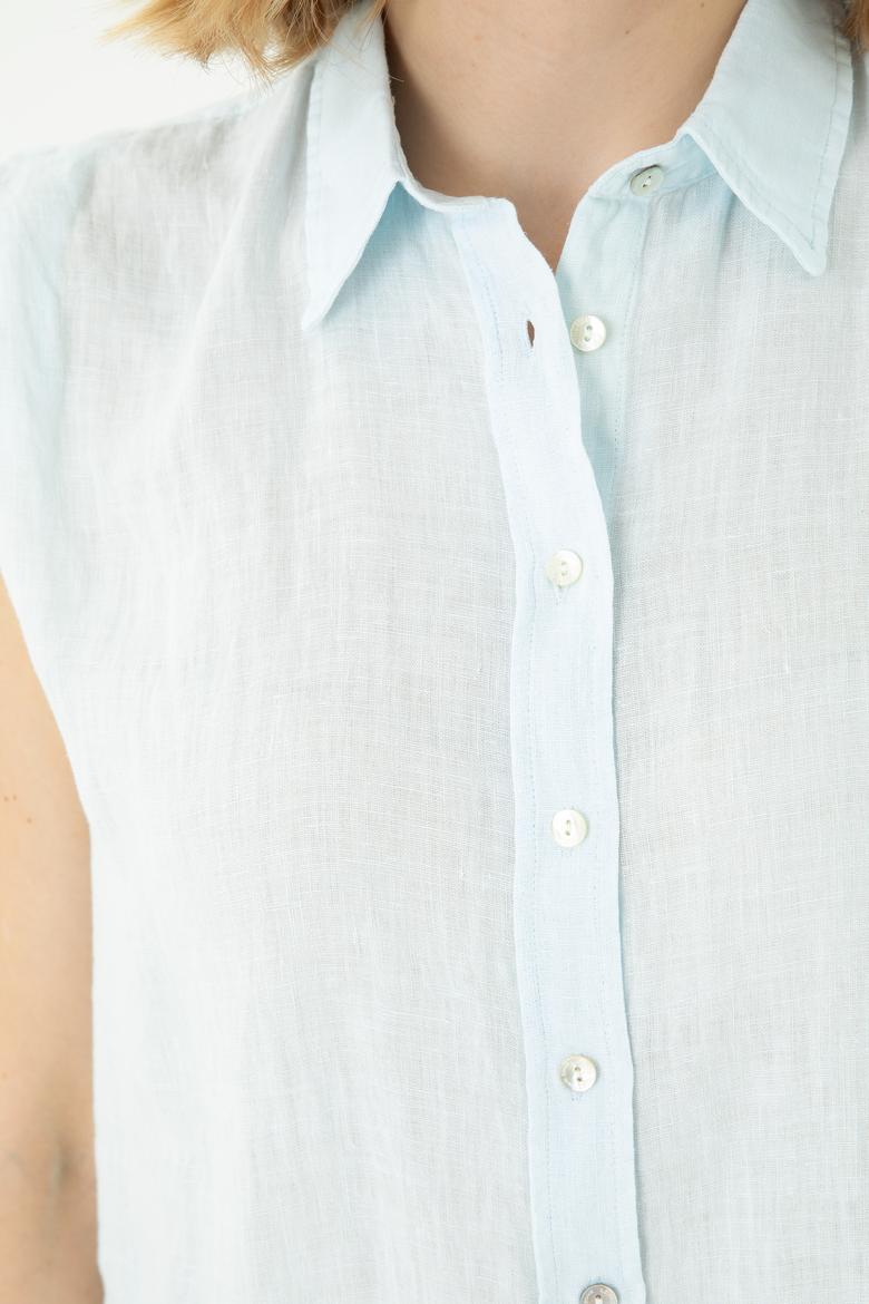 Kadın Açık Mavi Kısa Kollu Gömlek - 50264506004