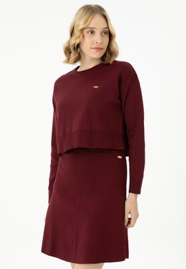 Kadın Bordo Triko Etek - 50269484008