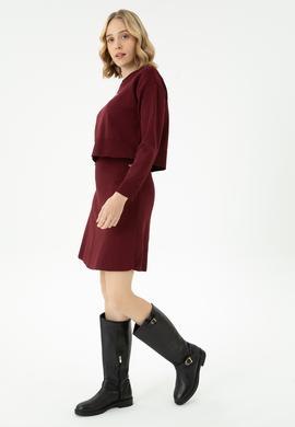 Kadın Bordo Triko Etek - 50269484008