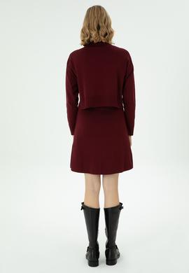 Kadın Bordo Triko Etek - 50269484008