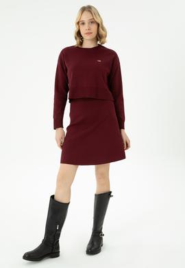 Kadın Bordo Triko Etek - 50269484008