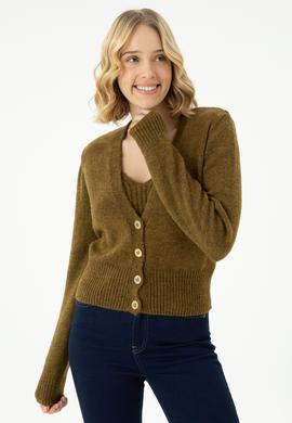 Kadın Açık Haki Triko Hırka - 50269494018