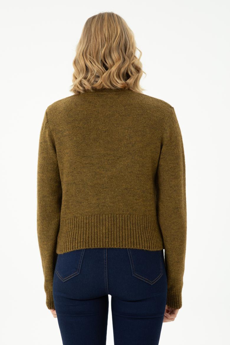 Kadın Açık Haki Triko Hırka - 50269494018