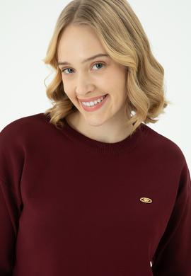 Kadın Bordo Bisiklet Yaka Kazak - 50269499012