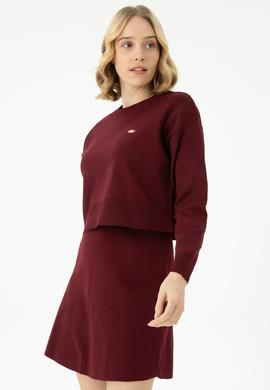 Kadın Bordo Bisiklet Yaka Kazak - 50269499012