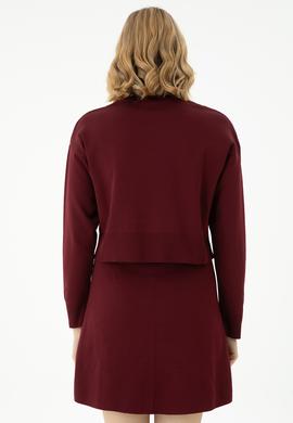 Kadın Bordo Bisiklet Yaka Kazak - 50269499012