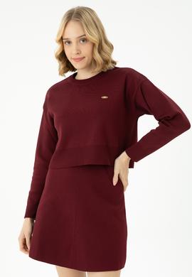 Kadın Bordo Bisiklet Yaka Kazak - 50269499012