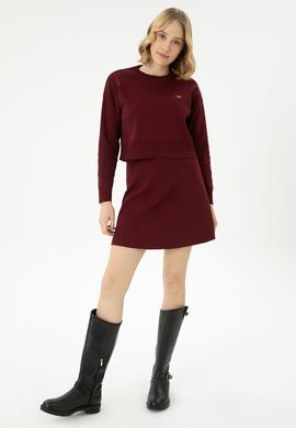 Kadın Bordo Bisiklet Yaka Kazak - 50269499012