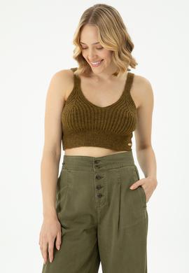 Kadın Açık Haki V Yaka Kazak - 50269506012