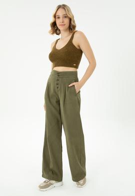 Kadın Açık Haki V Yaka Kazak - 50269506012