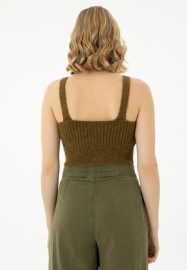 Kadın Açık Haki V Yaka Kazak - 50269506012