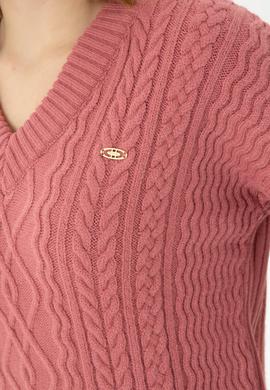 Kadın Pudra V Yaka Kazak - 50270427012