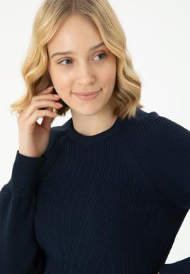 Kadın Lacivert Bisiklet Yaka Kazak - 50270430011