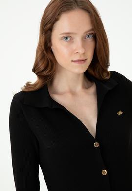 Kadın Siyah Triko Elbise - 50270456033