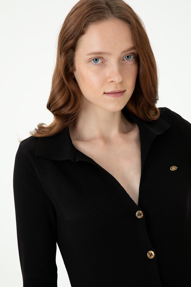 Kadın Siyah Triko Elbise - 50270456033