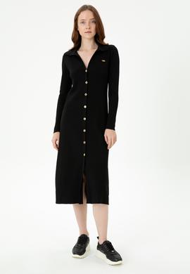 Kadın Siyah Triko Elbise - 50270456033