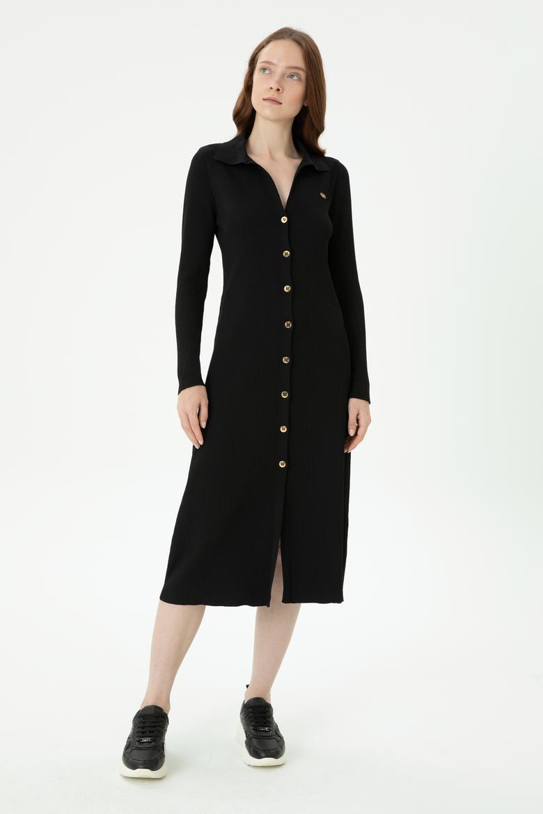 Kadın Siyah Triko Elbise - 50270456033