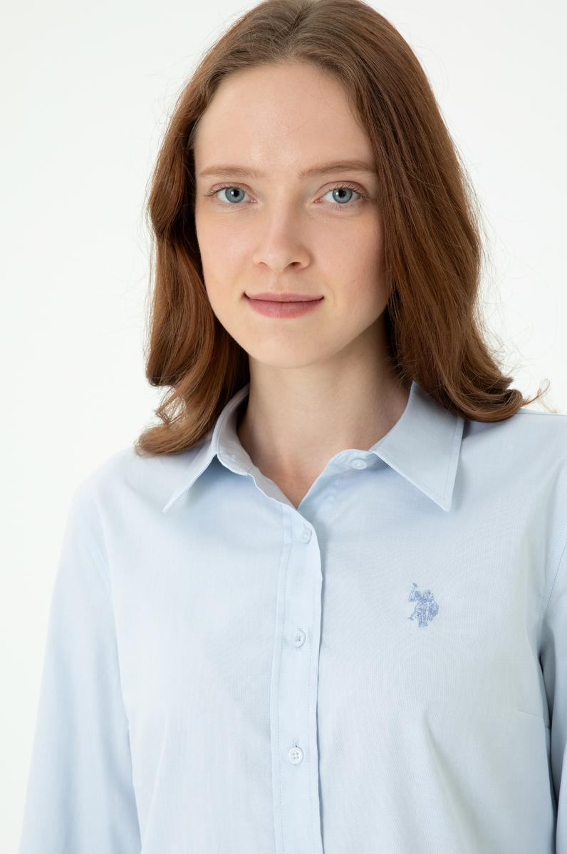 Kadın Açık Mavi Uzun Kollu Basic Gömlek