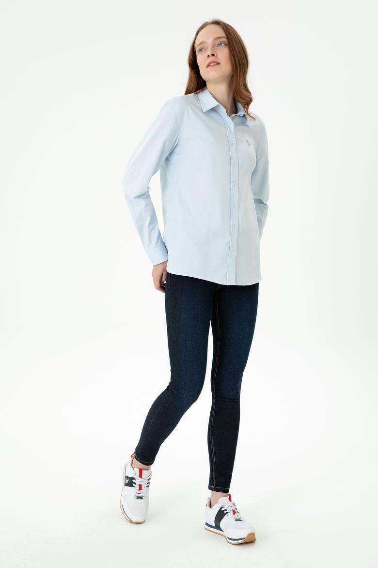 Kadın Açık Mavi Uzun Kollu Basic Gömlek - 50271262004
